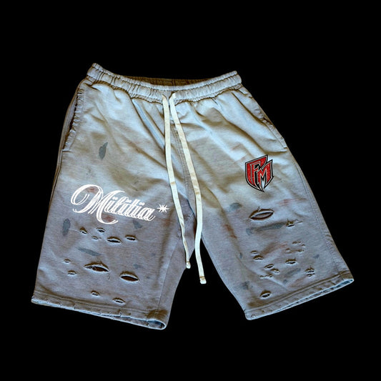 OVERLY BAGGY WEAR N TEAR SHORTS*